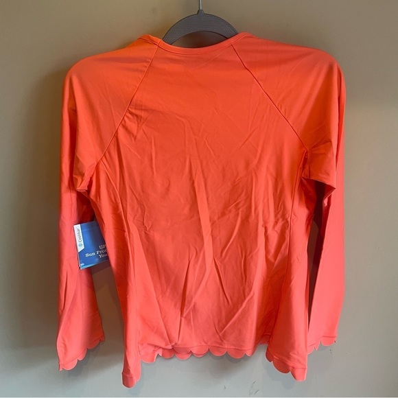 Coolibar UPF 50 Long Sleeve Rashguard Coral Scalloped - Picture 6 of 7